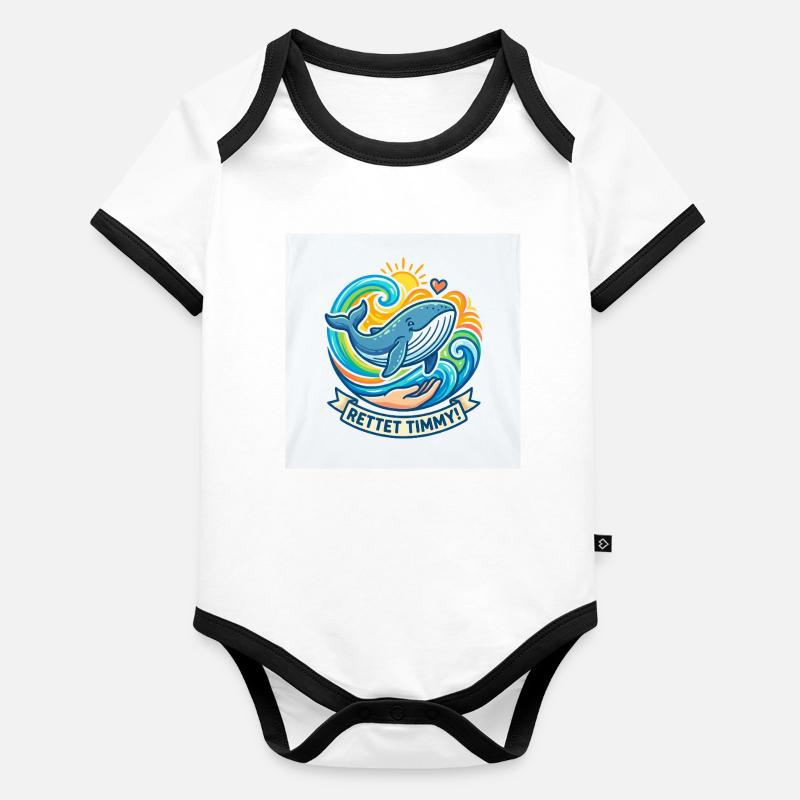 Save Timmy: Whales in the Colour Waves Organic Baby Contrasting Bodysuit