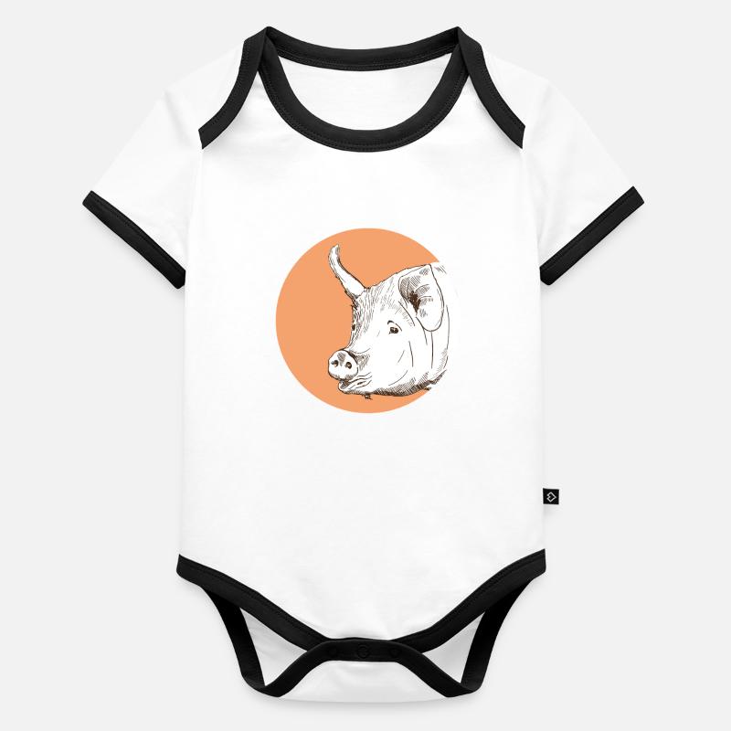 Cochon Body Bébé bio contrasté manches courtes