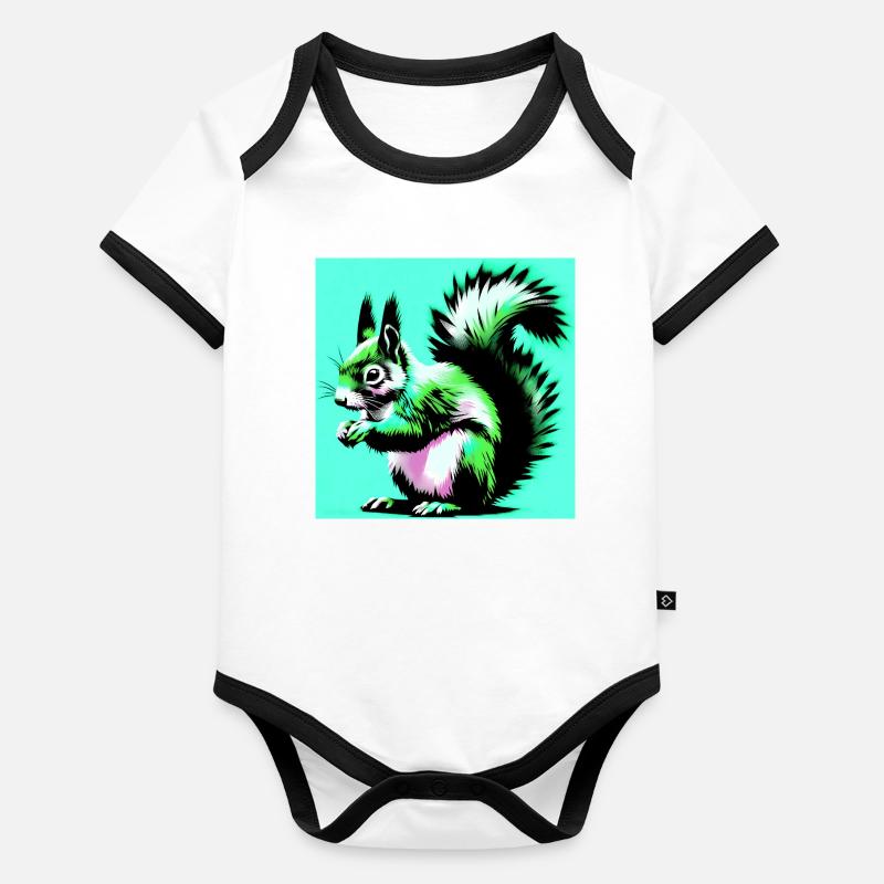 écureuil Body Bébé bio contrasté manches courtes
