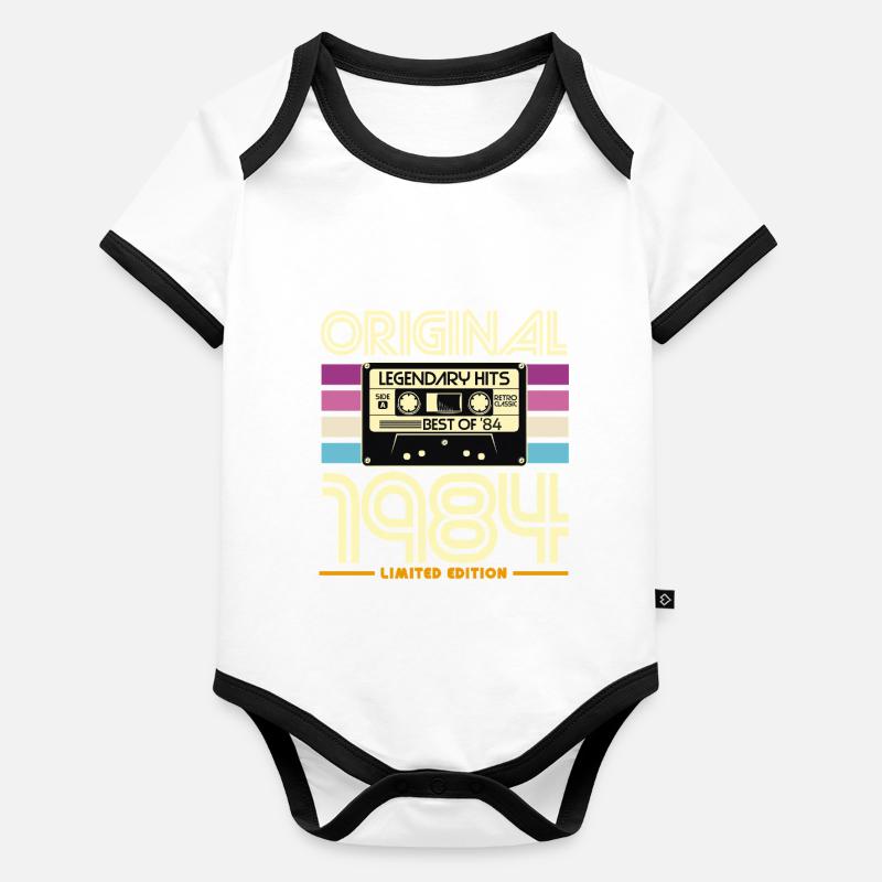 Original 1984 Cassette Retro Édition Limité Body Bébé bio contrasté manches courtes