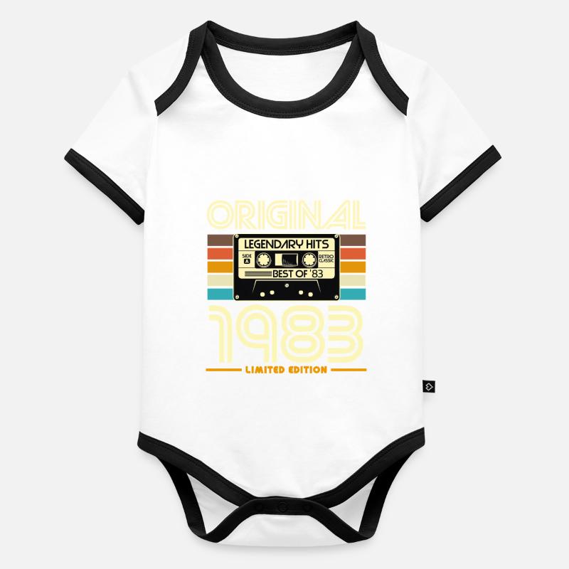Original 1983 Retro Cassette Body Bébé bio contrasté manches courtes
