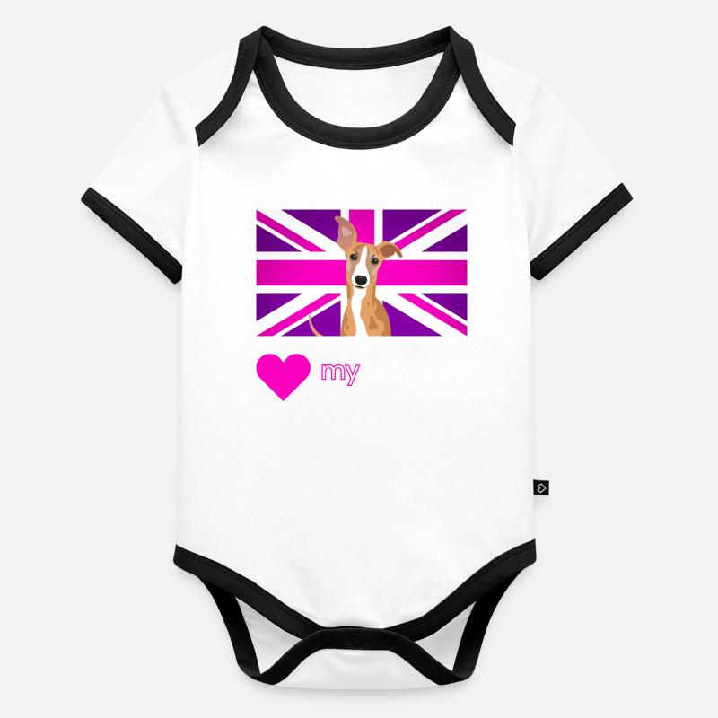 PURPLEWHIPPET (Weißer Text, Lebendig) Baby Bio-Kurzarm-Kontrastbody