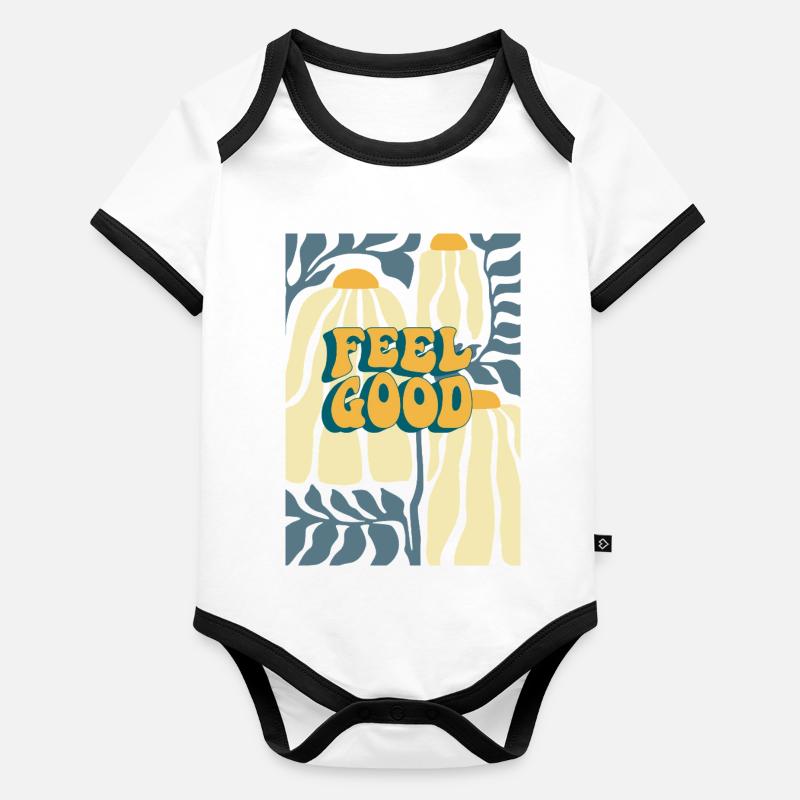 Feel Good Herbstpumpkin Muster Baby Bio-Kurzarm-Kontrastbody