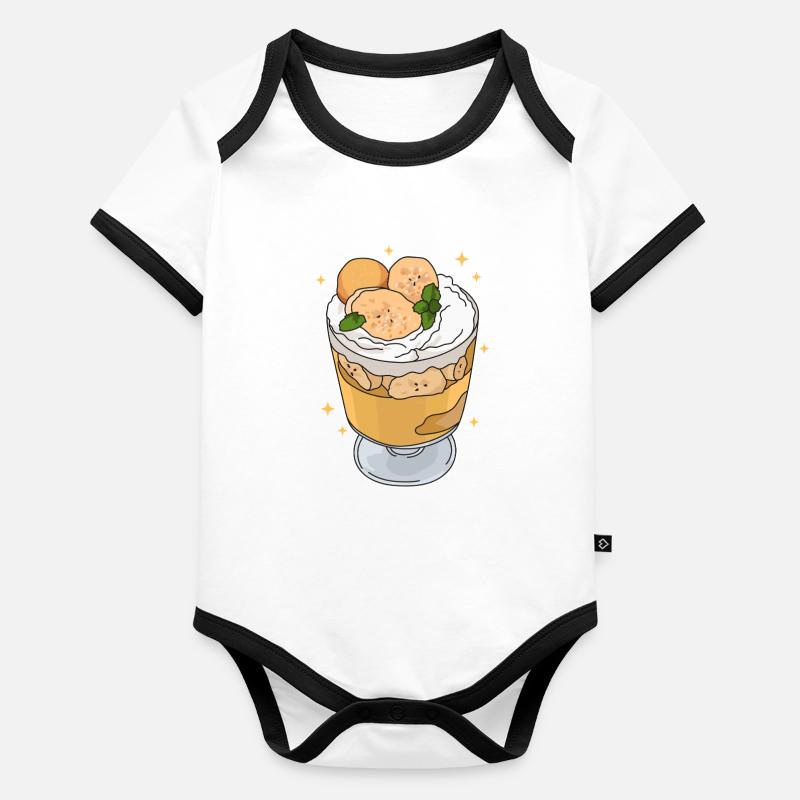 Pudding à la banane Cadeau de pudding à la banane Body Bébé bio contrasté manches courtes