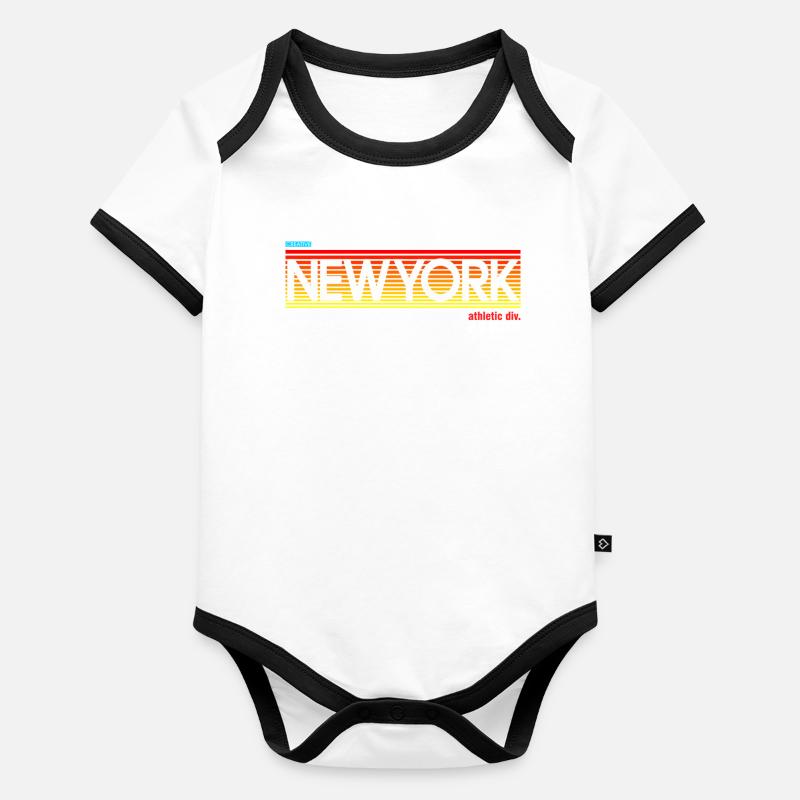 New York Skyline Sunset Design Organic Baby Contrasting Bodysuit