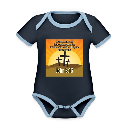 Jean 3:16 Bible sur les vêtements chrétiens - Acheter en ligne - Body Bébé bio contrasté manches courtes