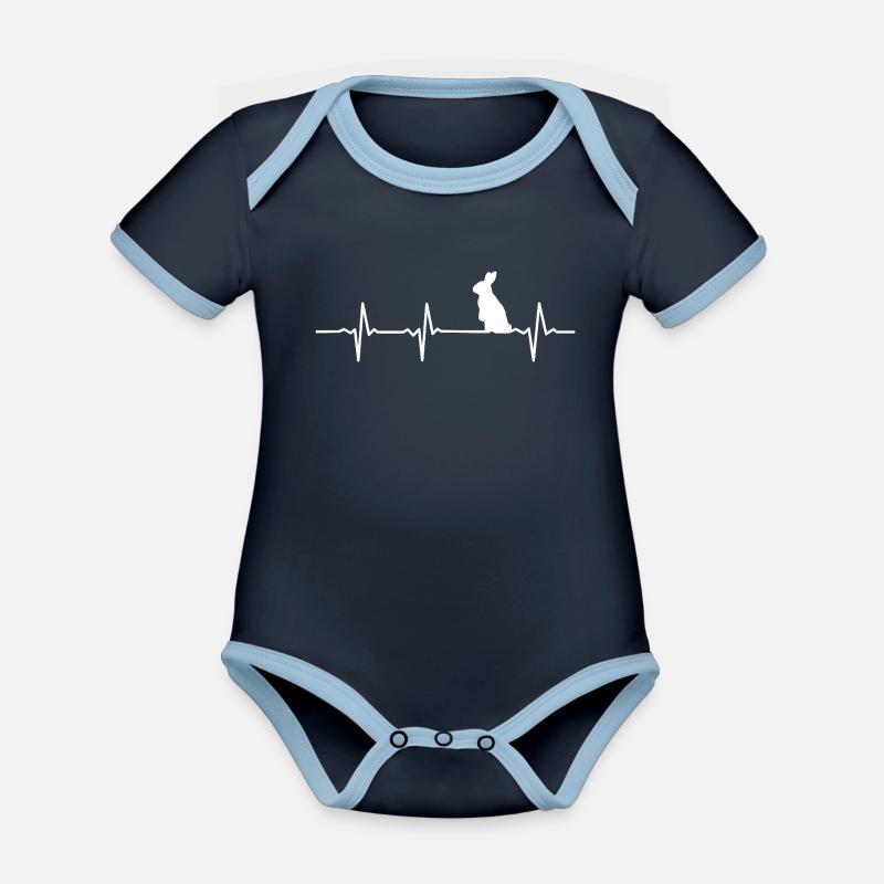 Bunny Pulse Pattern - Organic Baby Contrasting Bodysuit - navy/sky
