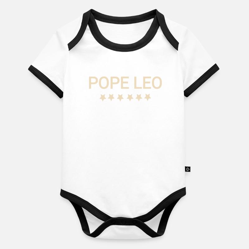 papst leo text Baby Bio-Kurzarm-Kontrastbody
