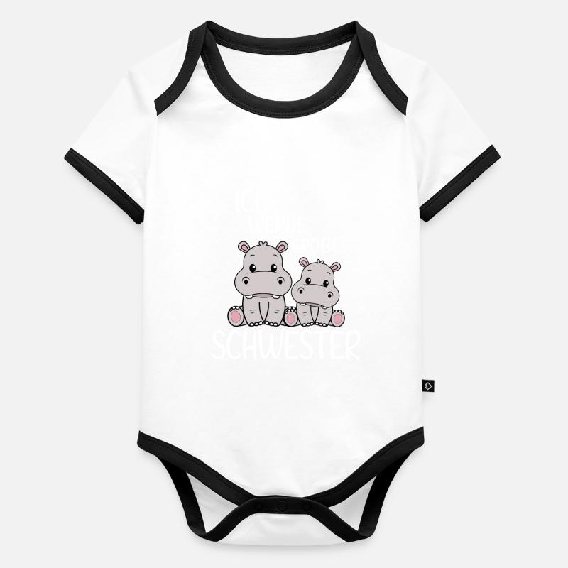 Ich werde große Schwester Süße Nilpferd Mädchen Baby Bio-Kurzarm-Kontrastbody
