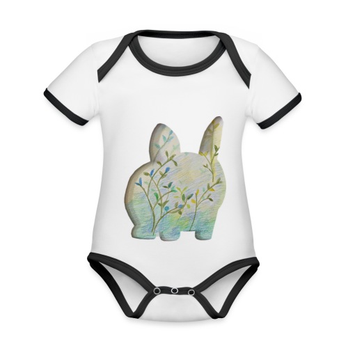 Rabbit in the spring - Organic Baby Contrasting Bodysuit