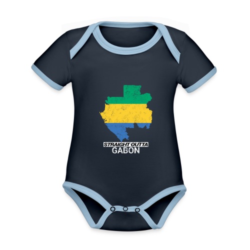 Straight Outta Gabon country map - Organic Baby Contrasting Bodysuit