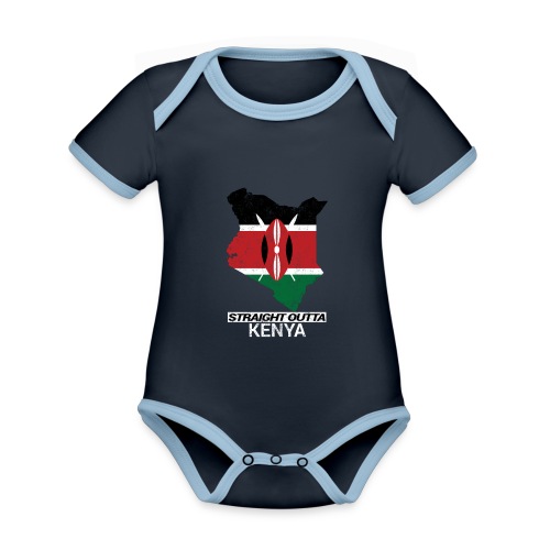 Straight Outta Kenya country map & flag - Organic Baby Contrasting Bodysuit
