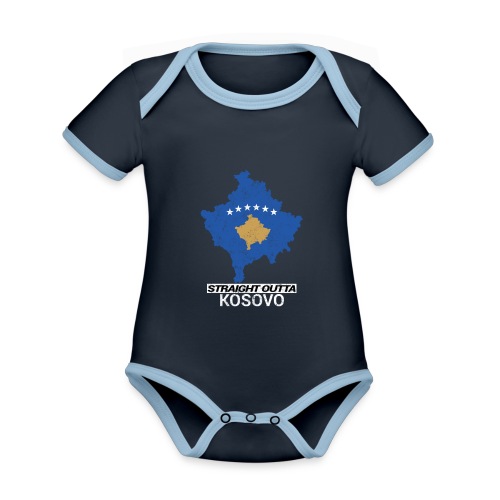 Straight Outta Kosovo country map - Organic Baby Contrasting Bodysuit