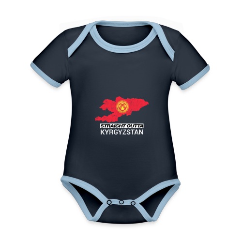 Straight Outta Kyrgyzstan country map - Organic Baby Contrasting Bodysuit