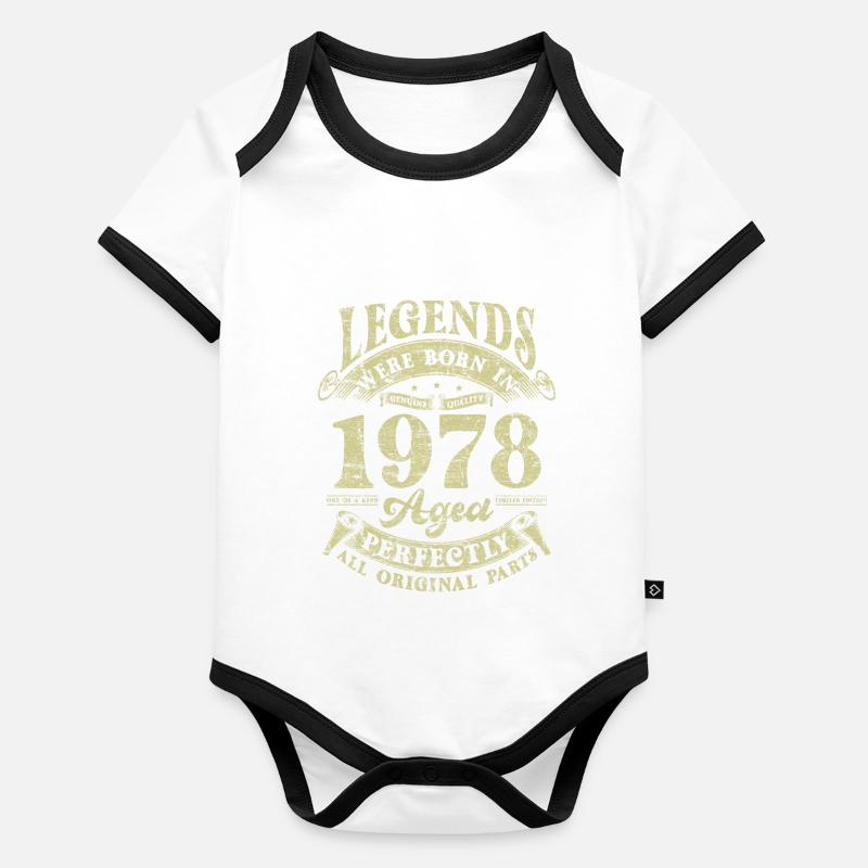 Legends were born in 1978 Organic Baby Contrasting Bodysuit