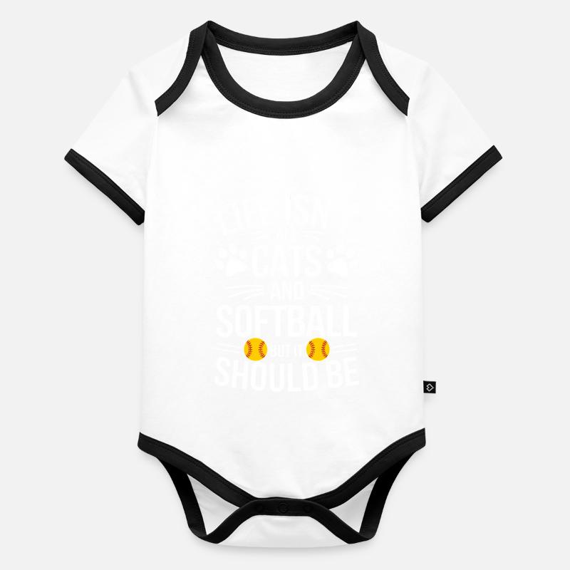Softball Dire Chats Drôle Softball Cadeau Body Bébé bio contrasté manches courtes
