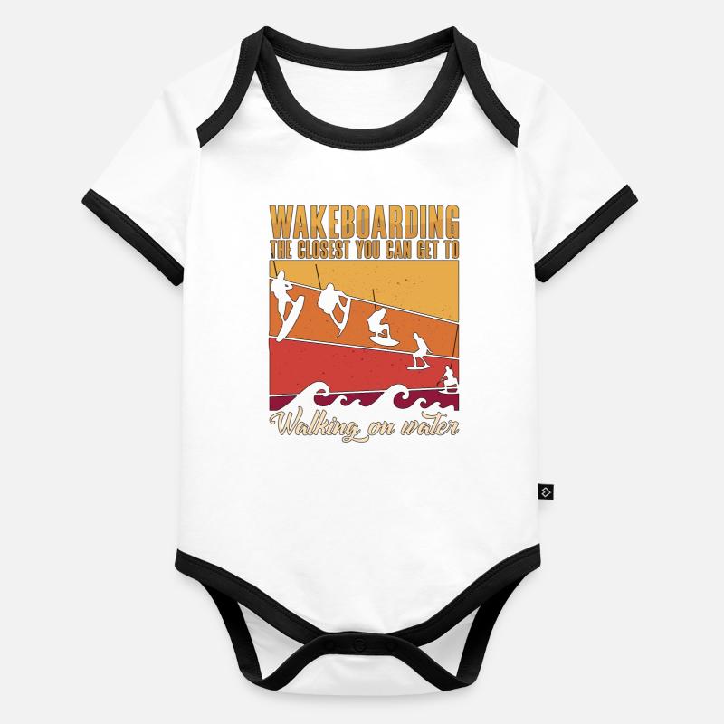 Wakeboard Wake Wakeboarden Wakeboarder Geschenk Baby Bio-Kurzarm-Kontrastbody