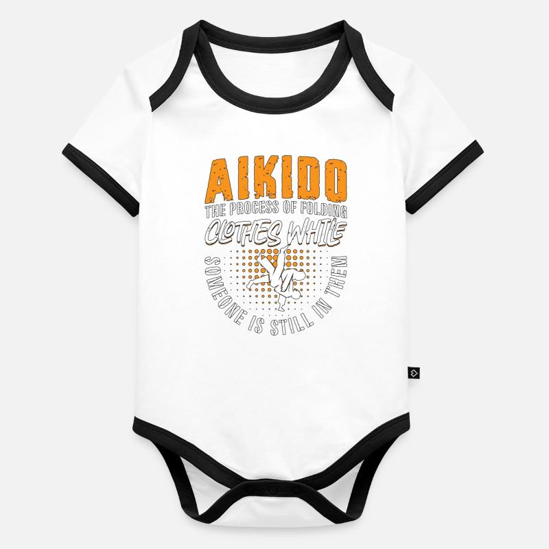Aikido Le Processus Combattant Arts Martiaux Samouraï Body Bébé bio contrasté manches courtes