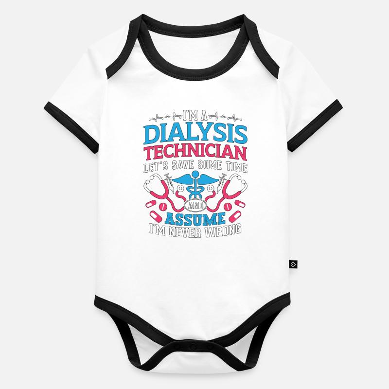 Dialyse Profession Technicienne en dialyse Infirmière en néphrologie Body Bébé bio contrasté manches courtes