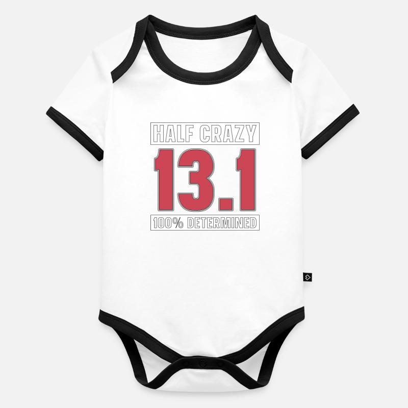 Half Marathon Half Crazy 13.1 100% Track And Field Baby Bio-Kurzarm-Kontrastbody