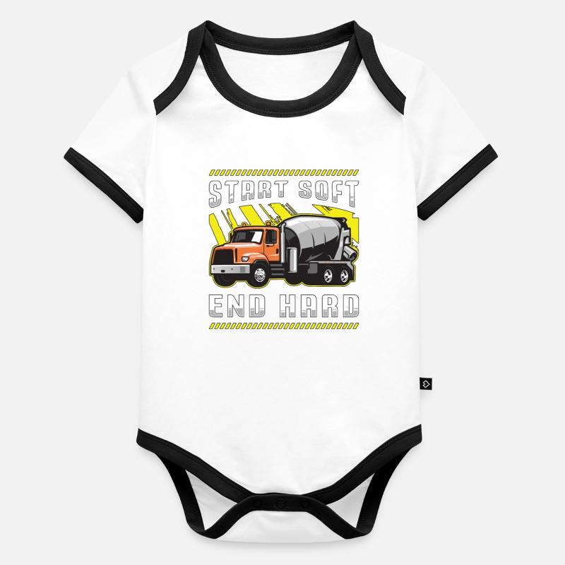 Concrete Finisher Start Soft End Hard Construction Organic Baby Contrasting Bodysuit