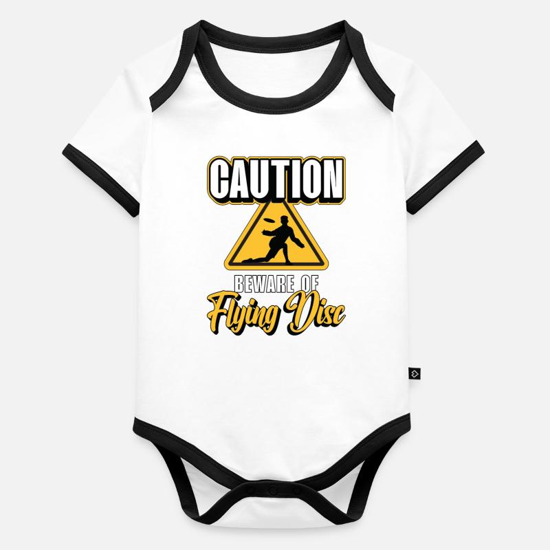 Flying Disc Attention Méfiez-vous du Flying Disc Golfing Body Bébé bio contrasté manches courtes