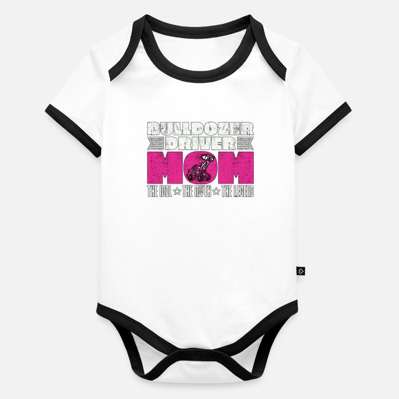 Bulldozer Driver Mom L’idole Véhicule de construction Body Bébé bio contrasté manches courtes