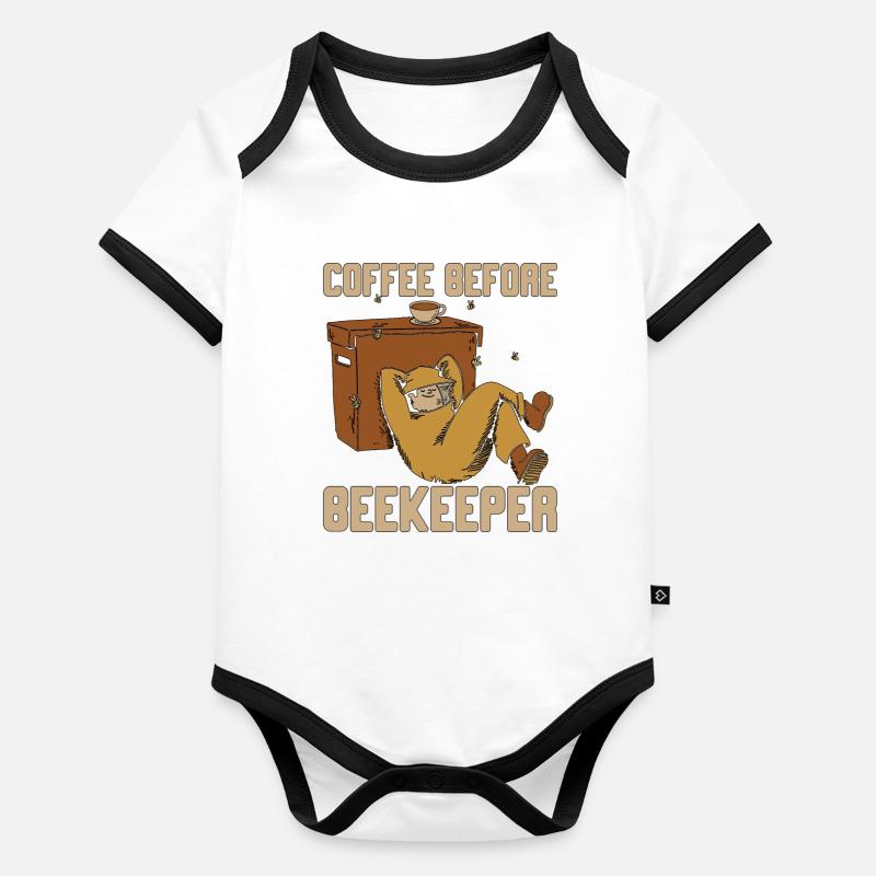 Beekeeper Coffee Before Beekeeping Coffee Lover Baby Bio-Kurzarm-Kontrastbody
