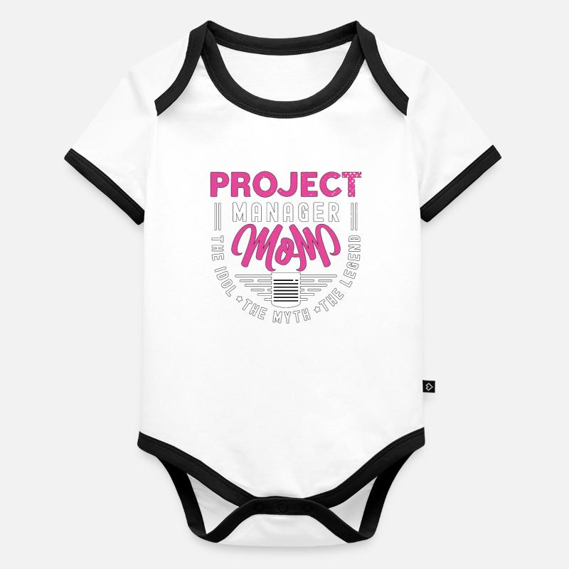 Chef de projet Maman L’idole Le mythe Chef d’équipe Body Bébé bio contrasté manches courtes