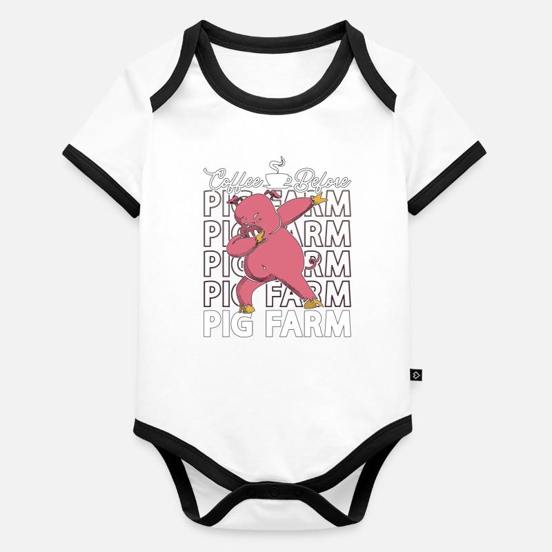 Pig Farmer Coffee Before Pig Owner Coffee Lover Organic Baby Contrasting Bodysuit