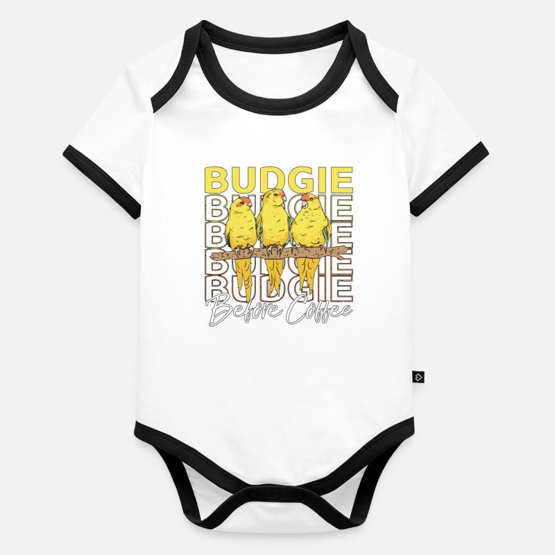 Budgie Before Coffee Parakeet Owner Coffee Lover Baby Bio-Kurzarm-Kontrastbody