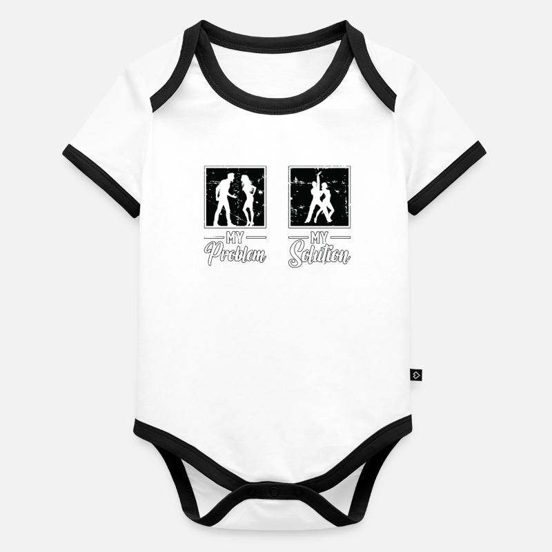 Danseuse de salsa Mon problème Ma solution Pictogramme Maman Body Bébé bio contrasté manches courtes