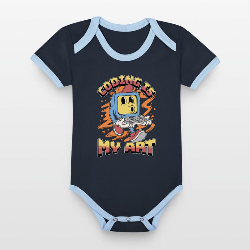 Coder Coding Is My Art Software Engineering Coders Baby Bio-Kurzarm-Kontrastbody