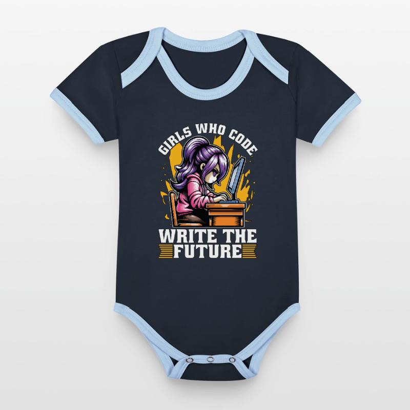 Coder Girls Who Code Write The Future Developer Baby Bio-Kurzarm-Kontrastbody