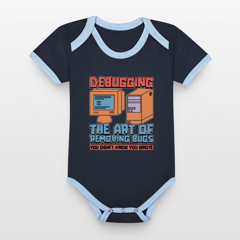 Coder Debugging The Art Of Removing Bugs Developer Baby Bio-Kurzarm-Kontrastbody
