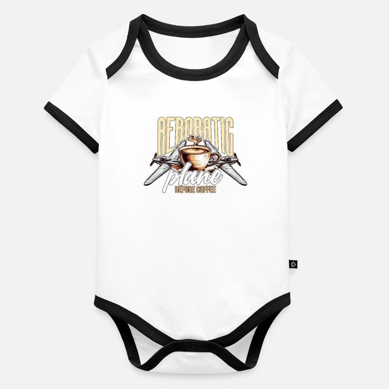 Aerobatic Pilot Before Aeroplane Coffee Lover Baby Bio-Kurzarm-Kontrastbody