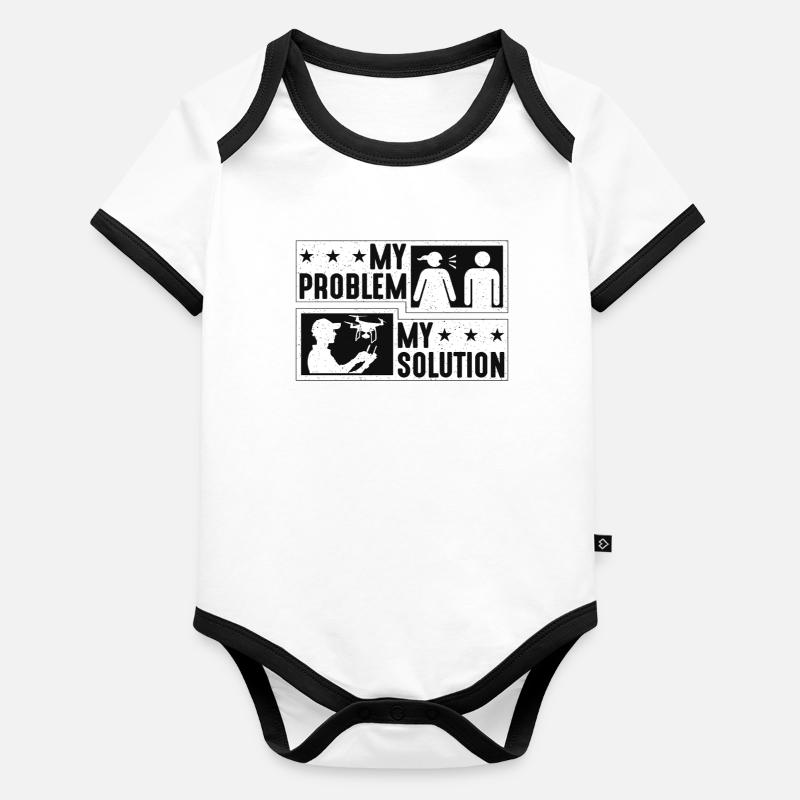 Drone Enthusiast My Problem My Pictogram Dad Mom Organic Baby Contrasting Bodysuit