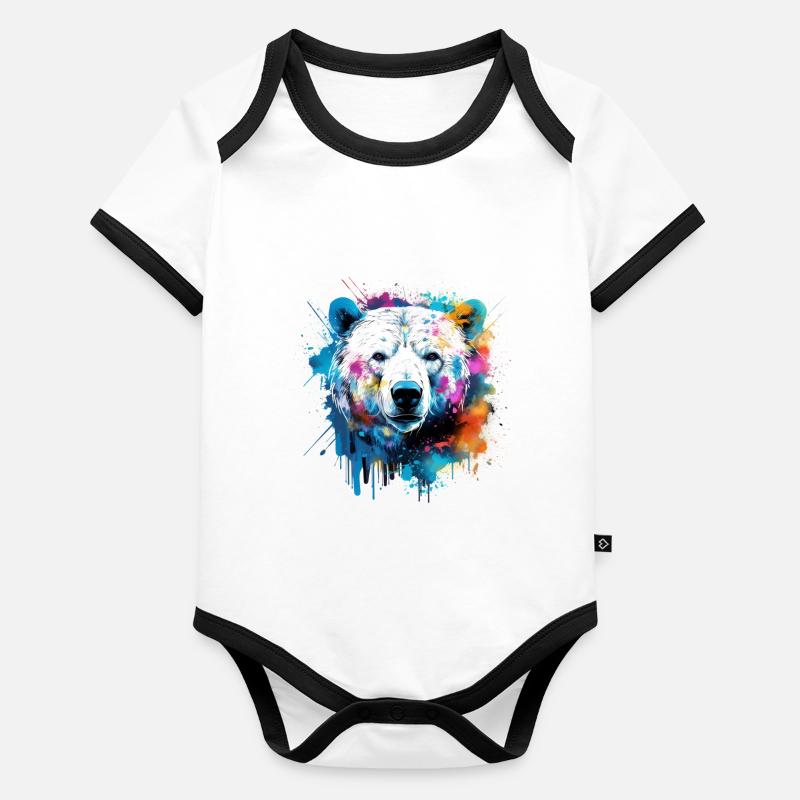 Grizzly bear, ours Body Bébé bio contrasté manches courtes