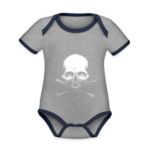 Old Skull - Body da neonato a manica corta, ecologico e in contrasto cromatico