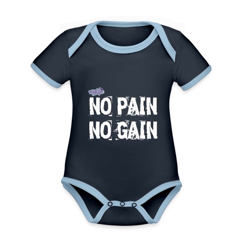 No Pain - No Gain - Ekologisk kontrastfärgad kortärmad babybody