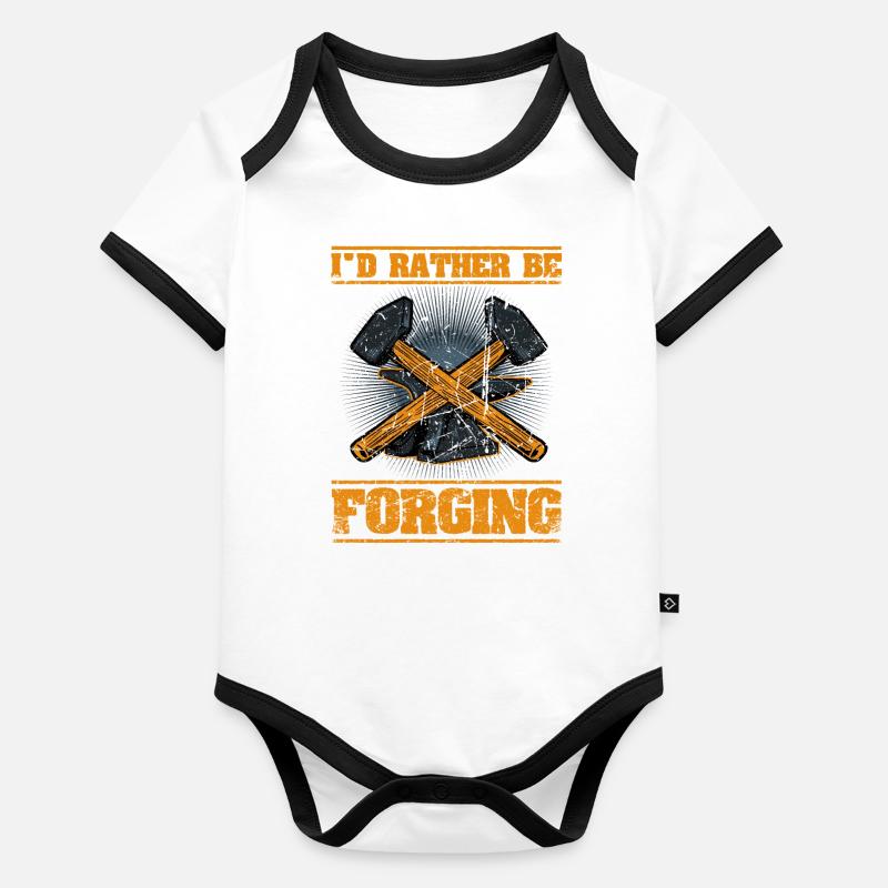 Je préfère forger l’enclume forgeron Body Bébé bio contrasté manches courtes