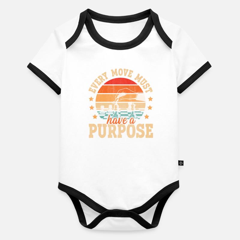 Every Move Must Have A Purpose lustiges Schach Baby Bio-Kurzarm-Kontrastbody