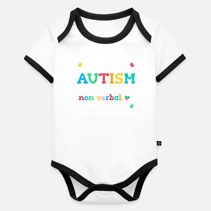 Autisme non verbal Body Bébé bio contrasté manches courtes