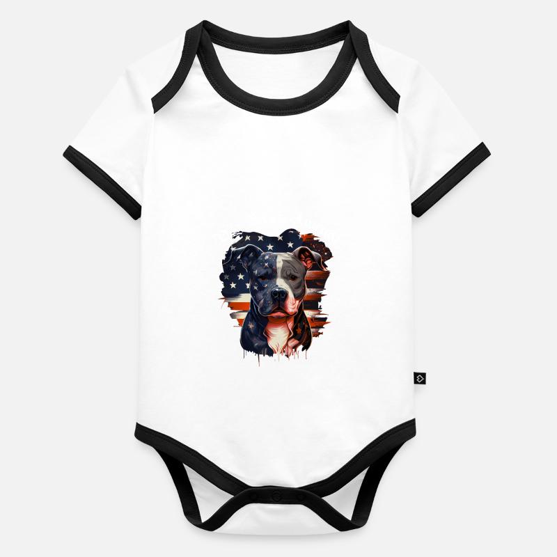 Dog Bless America Body Bébé bio contrasté manches courtes