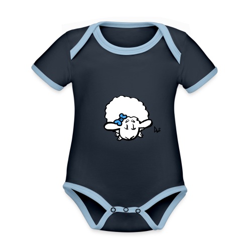 Vauvan karitsa (sininen) - Vauvan kontrastivärinen, lyhythihainen luomu-body
