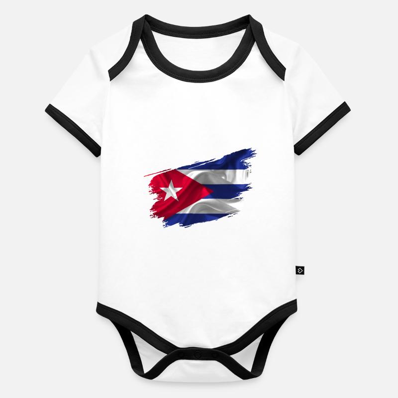 Cuba Flag Cuban Countries Flag Organic Baby Contrasting Bodysuit