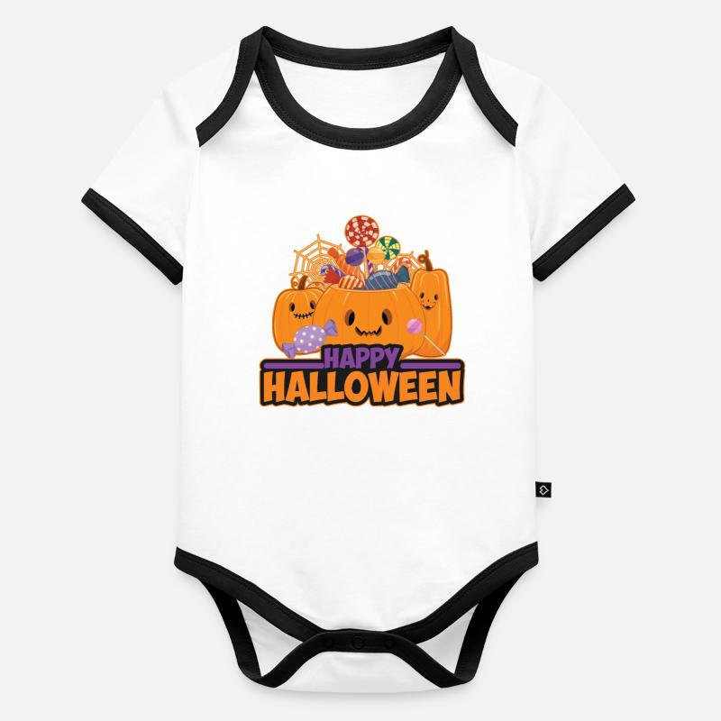 Halloween Body Bébé bio contrasté manches courtes
