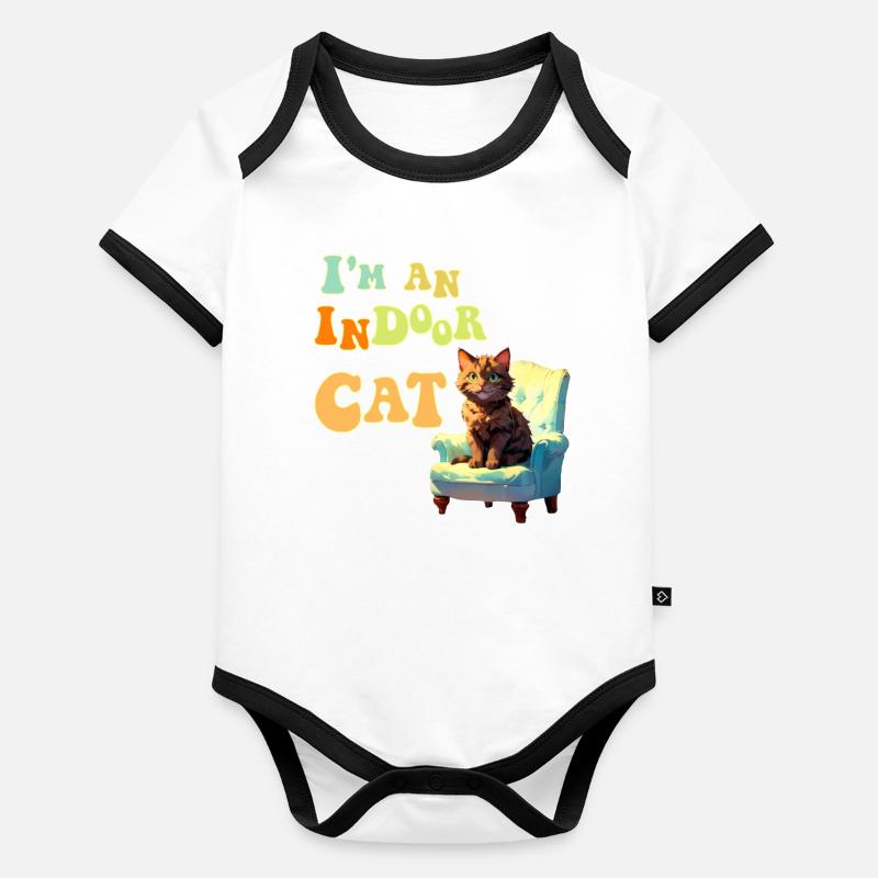 Je suis un chat d’intérieur Body Bébé bio contrasté manches courtes