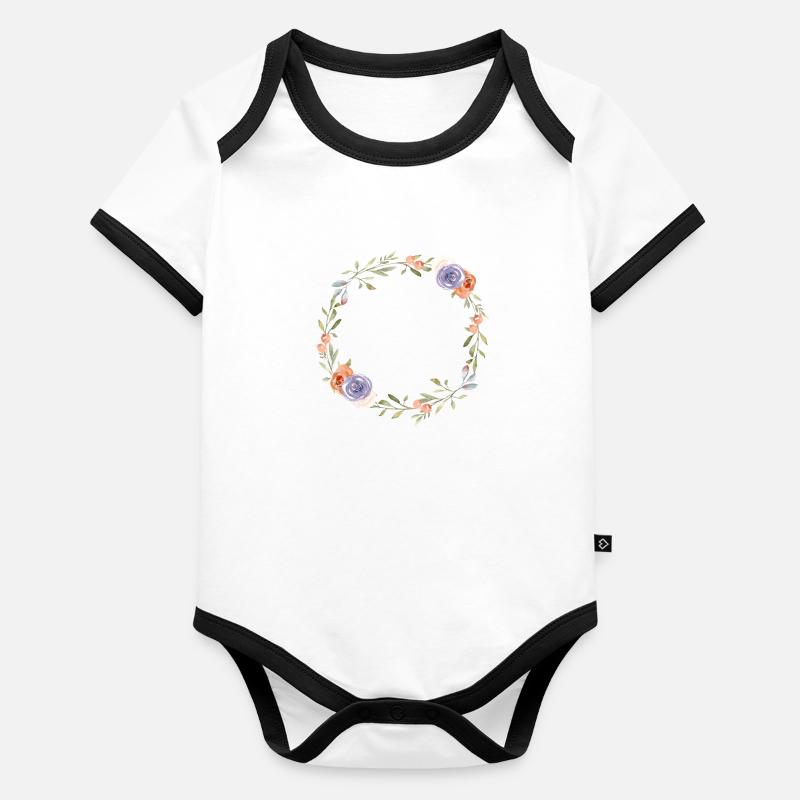 Flowers circle customizable Organic Baby Contrasting Bodysuit