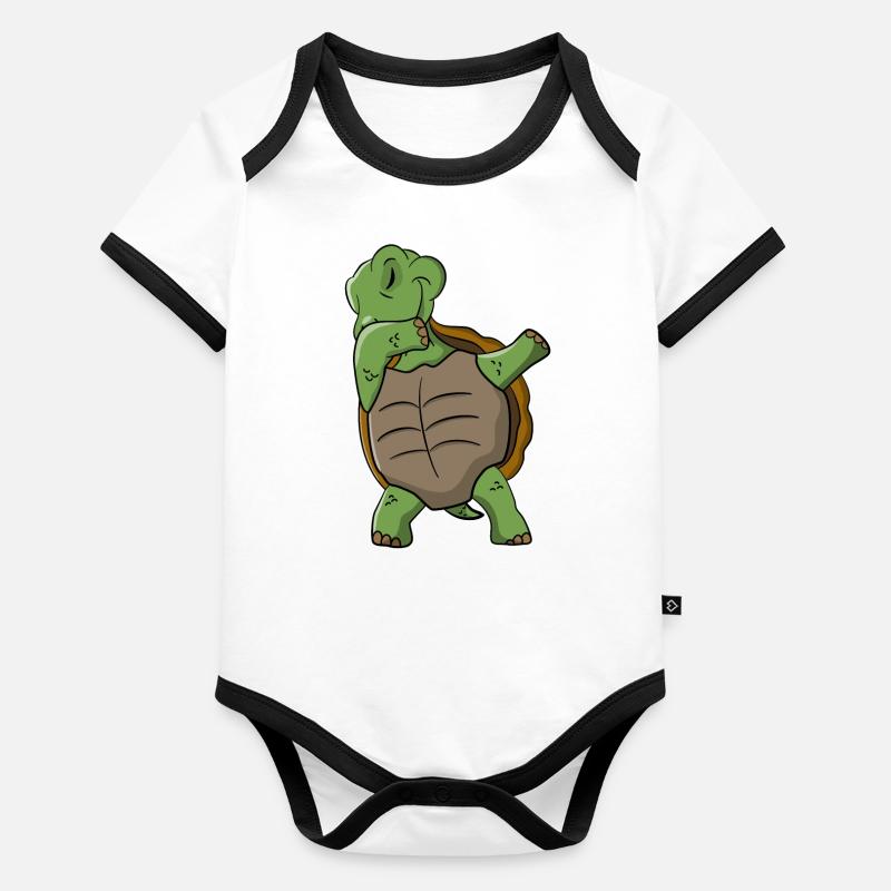 Tortue Dabbing Body Bébé bio contrasté manches courtes